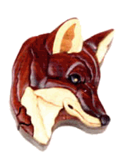 Multi-color wood Intarsia Fox Head Box hand made